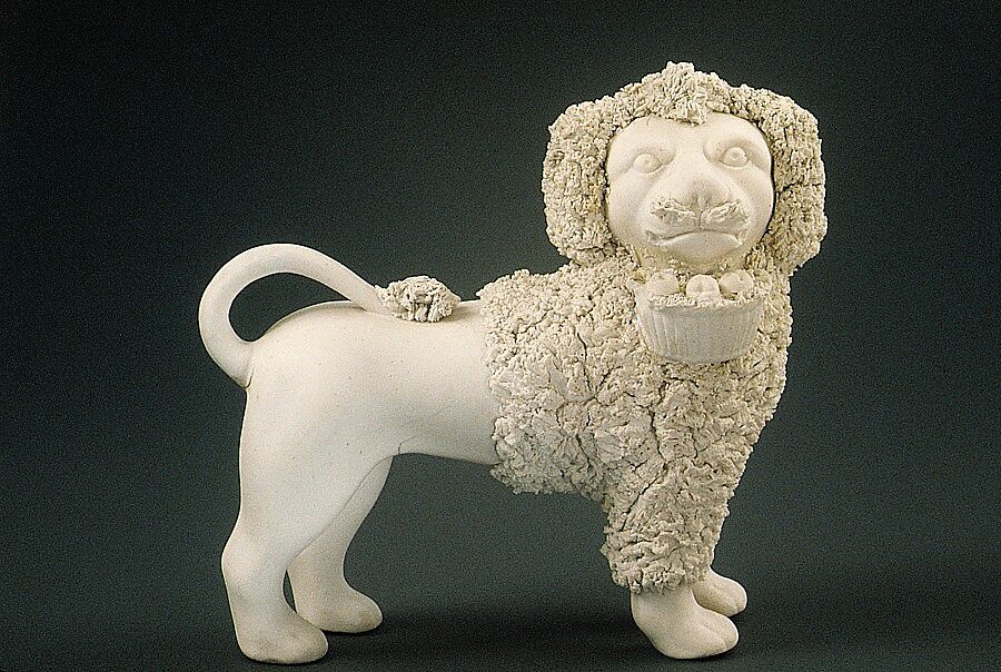 Poodle, Probably United States Pottery Company (1852–58), Parian porcelain, American 
