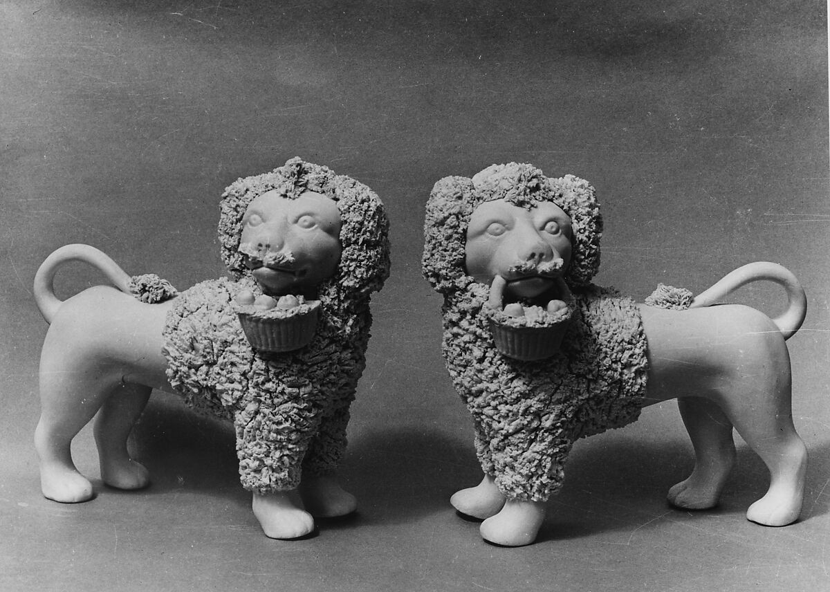 Standing poodle, Probably United States Pottery Company (1852–58), Parian porcelain, American