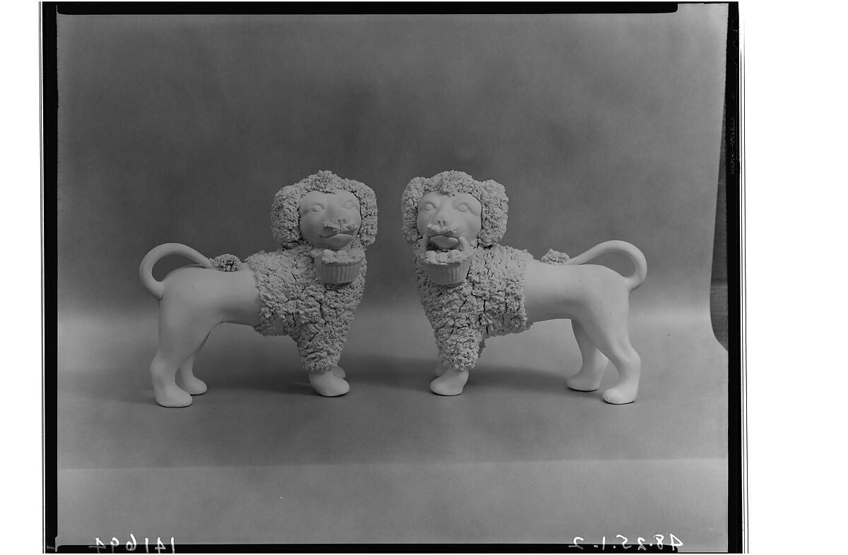 Standing poodle, Probably United States Pottery Company (1852–58), Parian porcelain, American