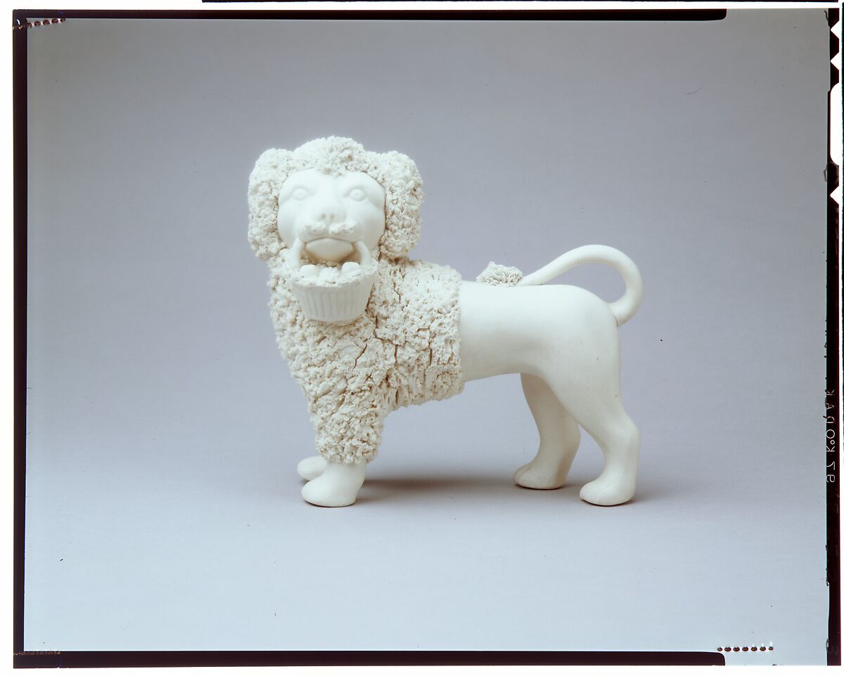 Standing poodle, Probably United States Pottery Company (1852–58), Parian porcelain, American