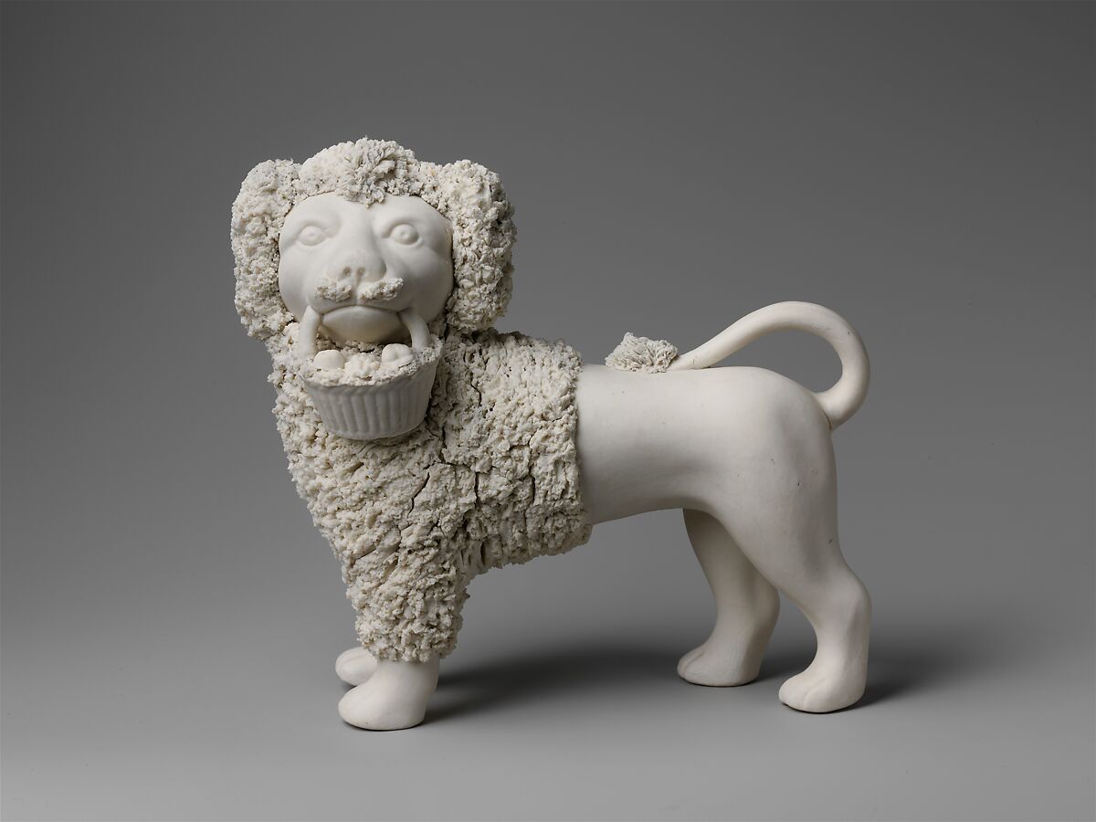 Standing poodle, Probably United States Pottery Company (1852–58), Parian porcelain, American 