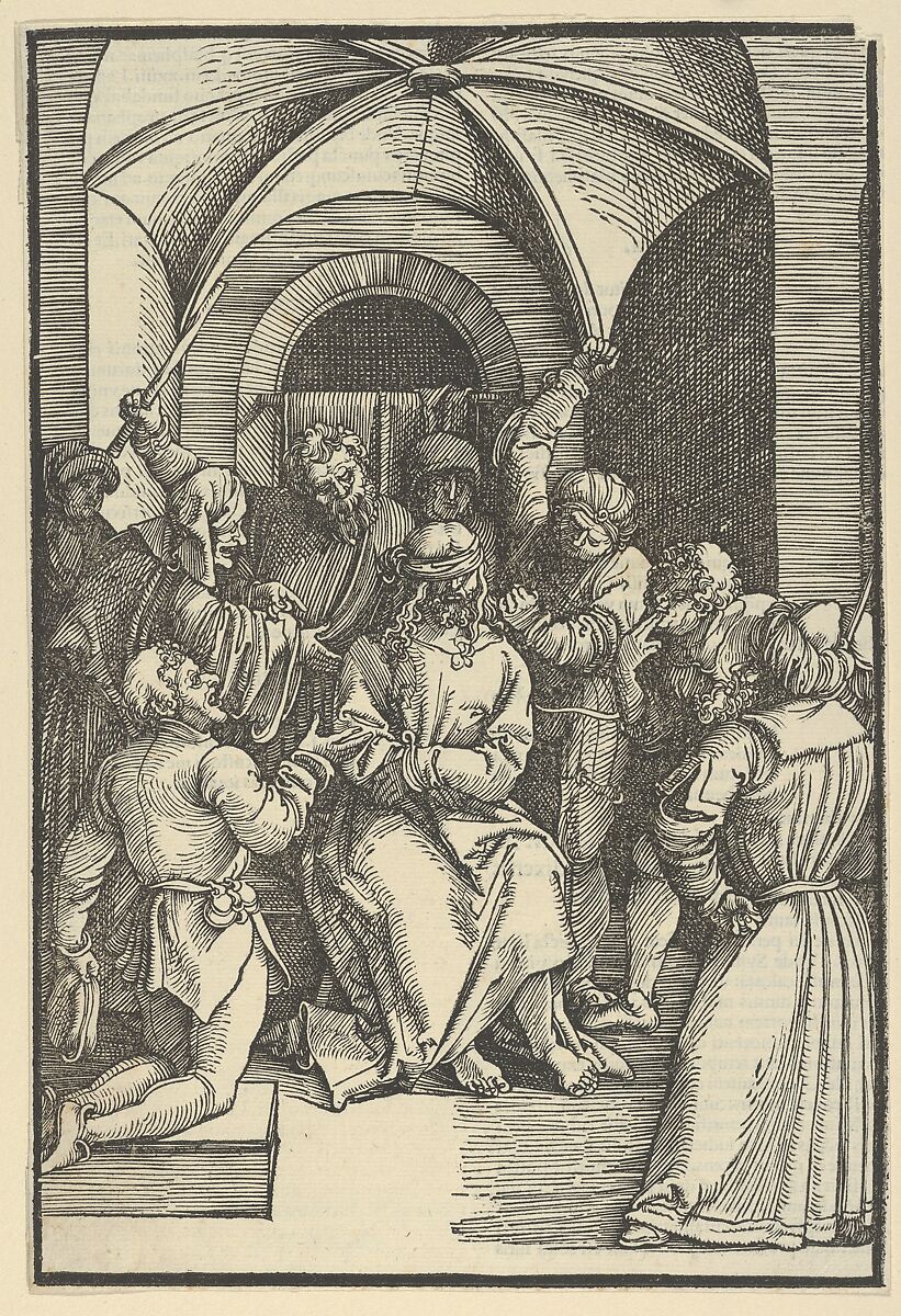 The Mocking of Christ, from Speculum passionis domini nostri Ihesu Christi, Hans Schäufelein (German, Nuremberg ca. 1480–ca. 1540 Nördlingen), Woodcut 