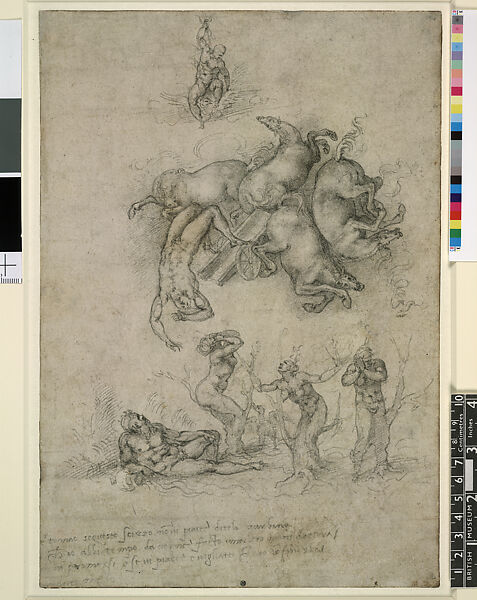 The Fall of Phaeton, Michelangelo Buonarroti (Italian, Caprese 1475–1564 Rome), Black chalk