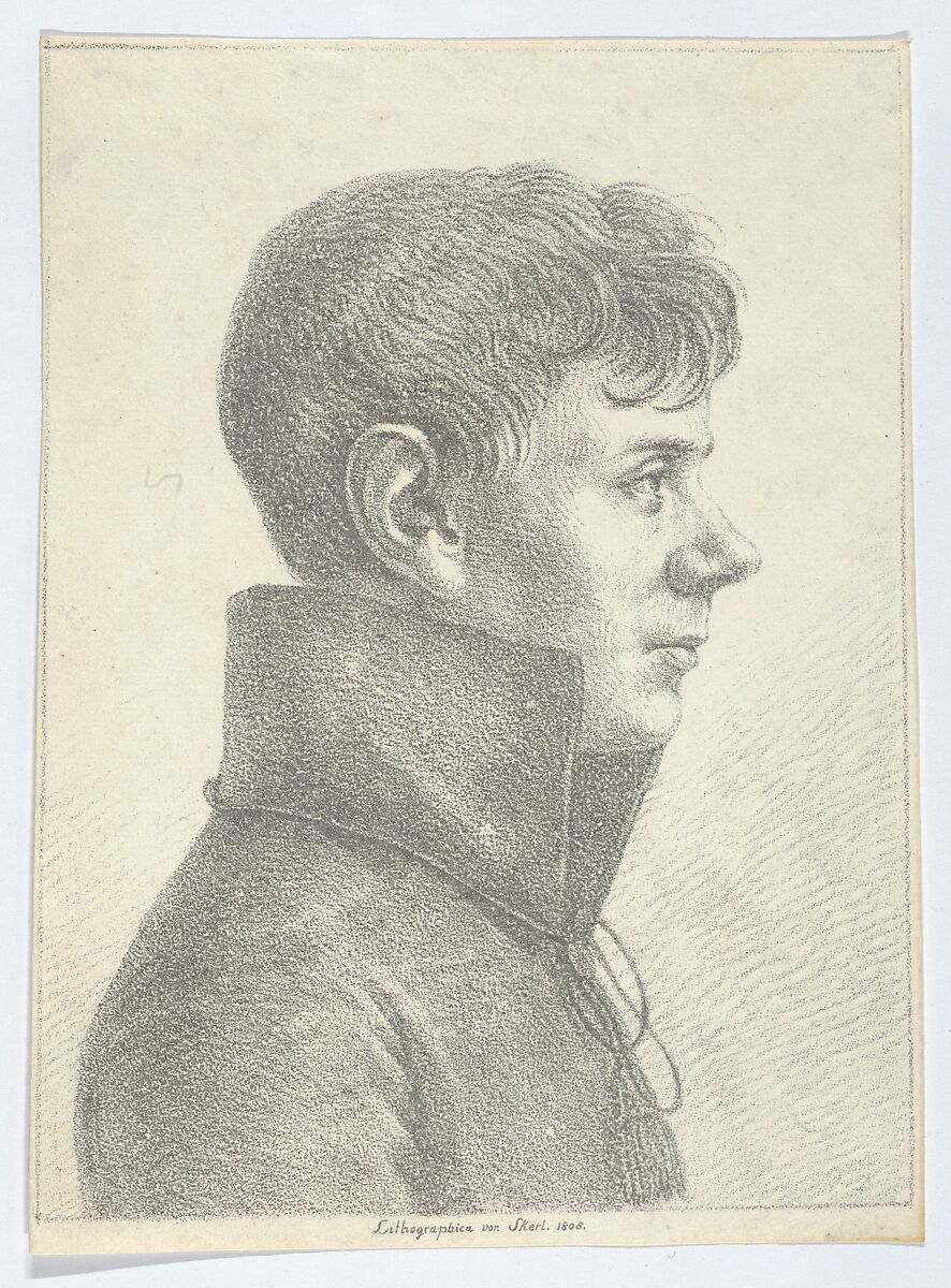 Portrait of a Young Man in Profile, Paul Anton Skerl (German, Dresden 1787–1852 Dresden), Lithograph; first state of two 