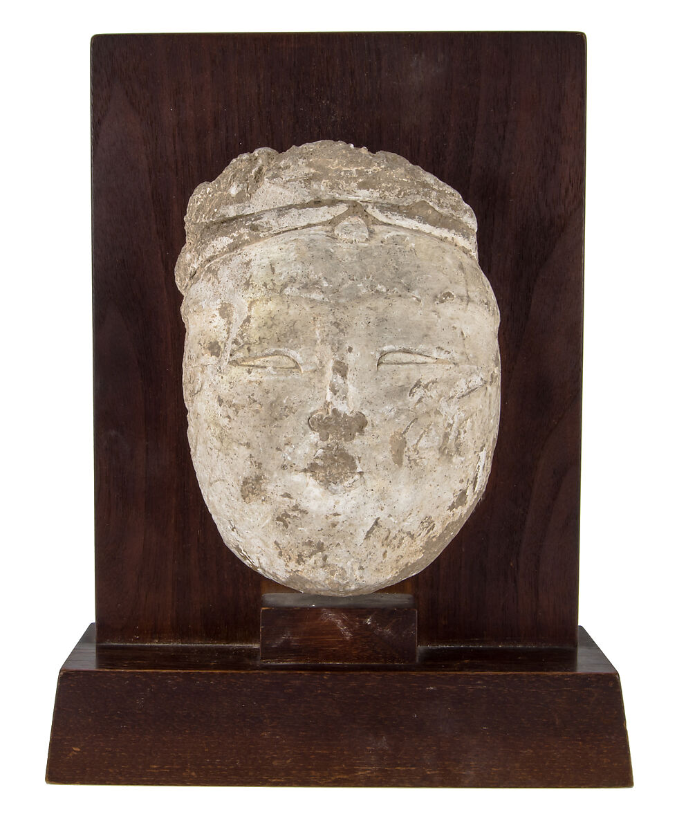 Head of a Central Asian Figure, Gypsum plaster; modeled, carved