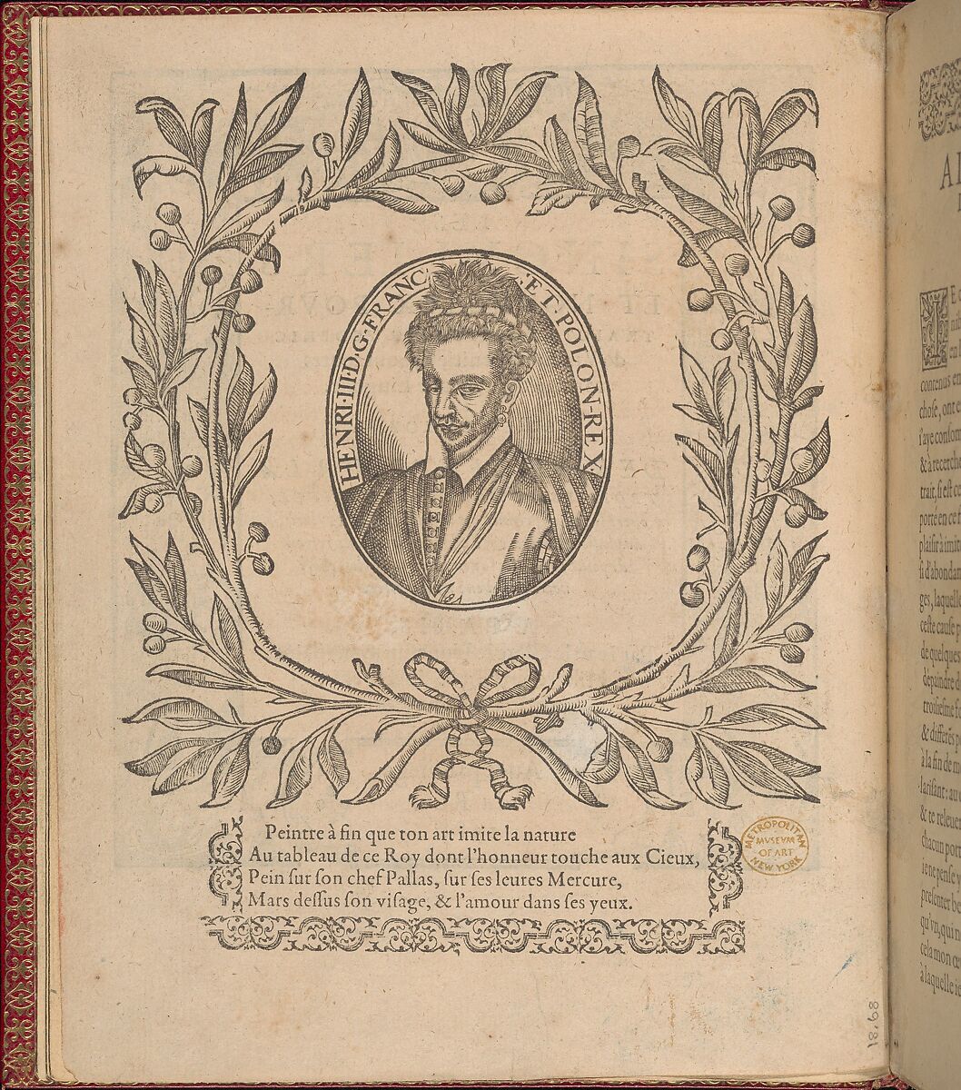 Les Singuliers et Nouveaux Portraicts... Part I title page (verso), Federico de Vinciolo (Italian, active Paris, ca. 1587–99), Woodcut 