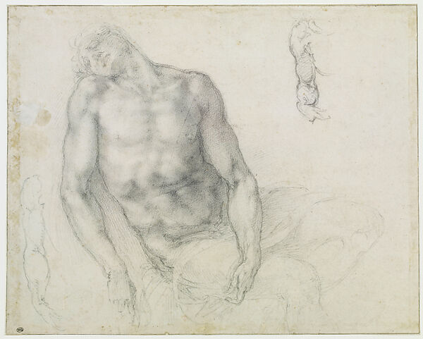 Study of the Christ of Ùbeda for Sebastiano del Piombo, Michelangelo Buonarroti (Italian, Caprese 1475–1564 Rome), Black chalk 