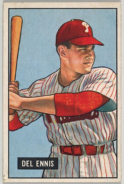 Del Ennis, Outfield, Philadelphia Phillies, from Picture Cards, series 5 (R406-5) issued by Bowman Gum, Issued by Bowman Gum Company, Commercial color lithograph 