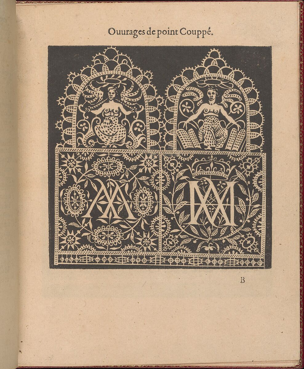 Les Singuliers et Nouveaux Portraicts... page 5 (recto), Federico de Vinciolo (Italian, active Paris, ca. 1587–99), Woodcut 