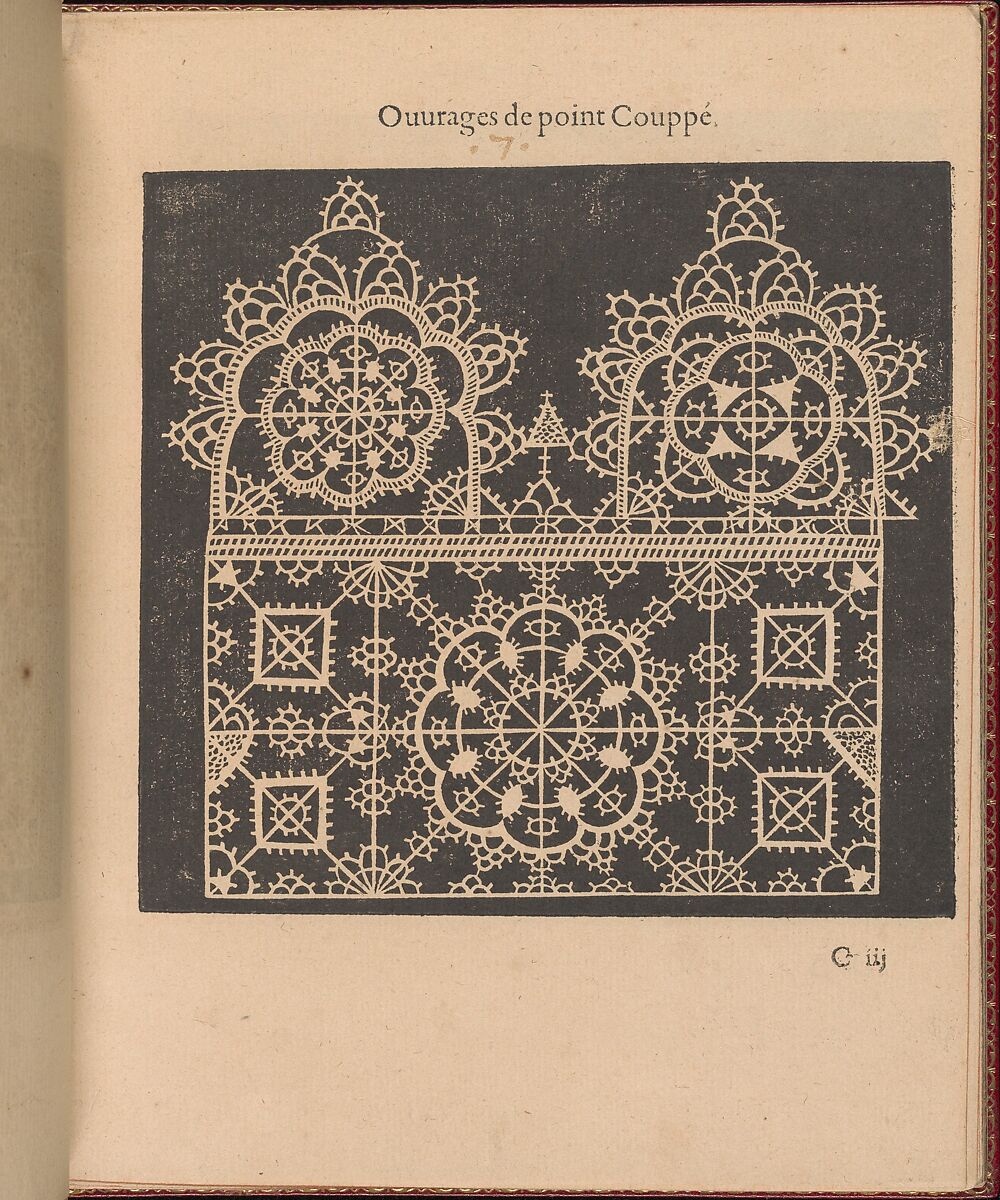 Les Singuliers et Nouveaux Portraicts... page 11 (recto), Federico de Vinciolo (Italian, active Paris, ca. 1587–99), Woodcut 