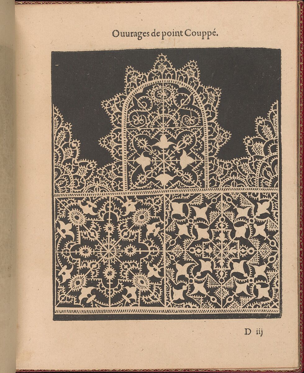 Les Singuliers et Nouveaux Portraicts... page 15 (recto), Federico de Vinciolo (Italian, active Paris, ca. 1587–99), Woodcut 