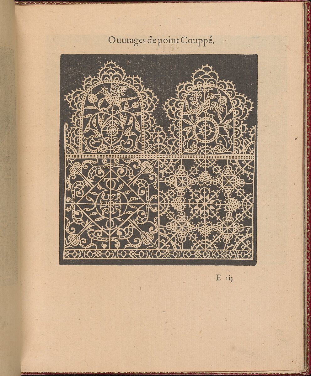 Les Singuliers et Nouveaux Portraicts... page 19 (recto), Federico de Vinciolo (Italian, active Paris, ca. 1587–99), Woodcut 