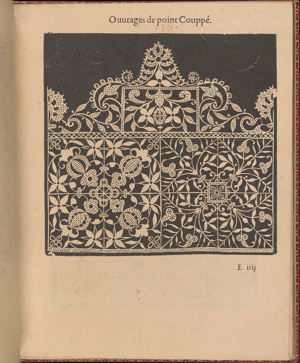 Les Singuliers et Nouveaux Portraicts... page 20 (recto), Federico de Vinciolo (Italian, active Paris, ca. 1587–99), Woodcut 