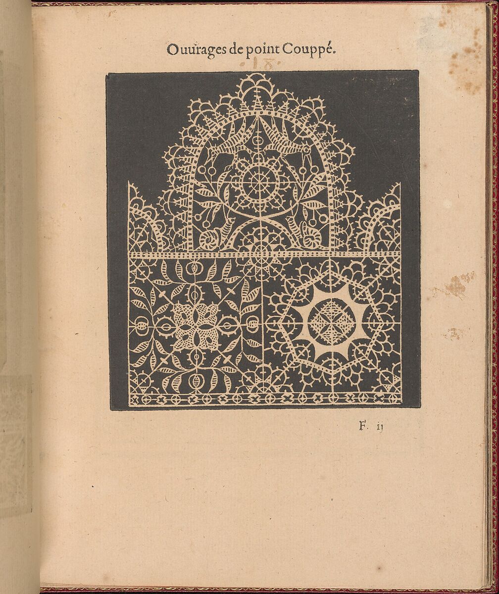 Les Singuliers et Nouveaux Portraicts... page 22 (recto), Federico de Vinciolo (Italian, active Paris, ca. 1587–99), Woodcut 