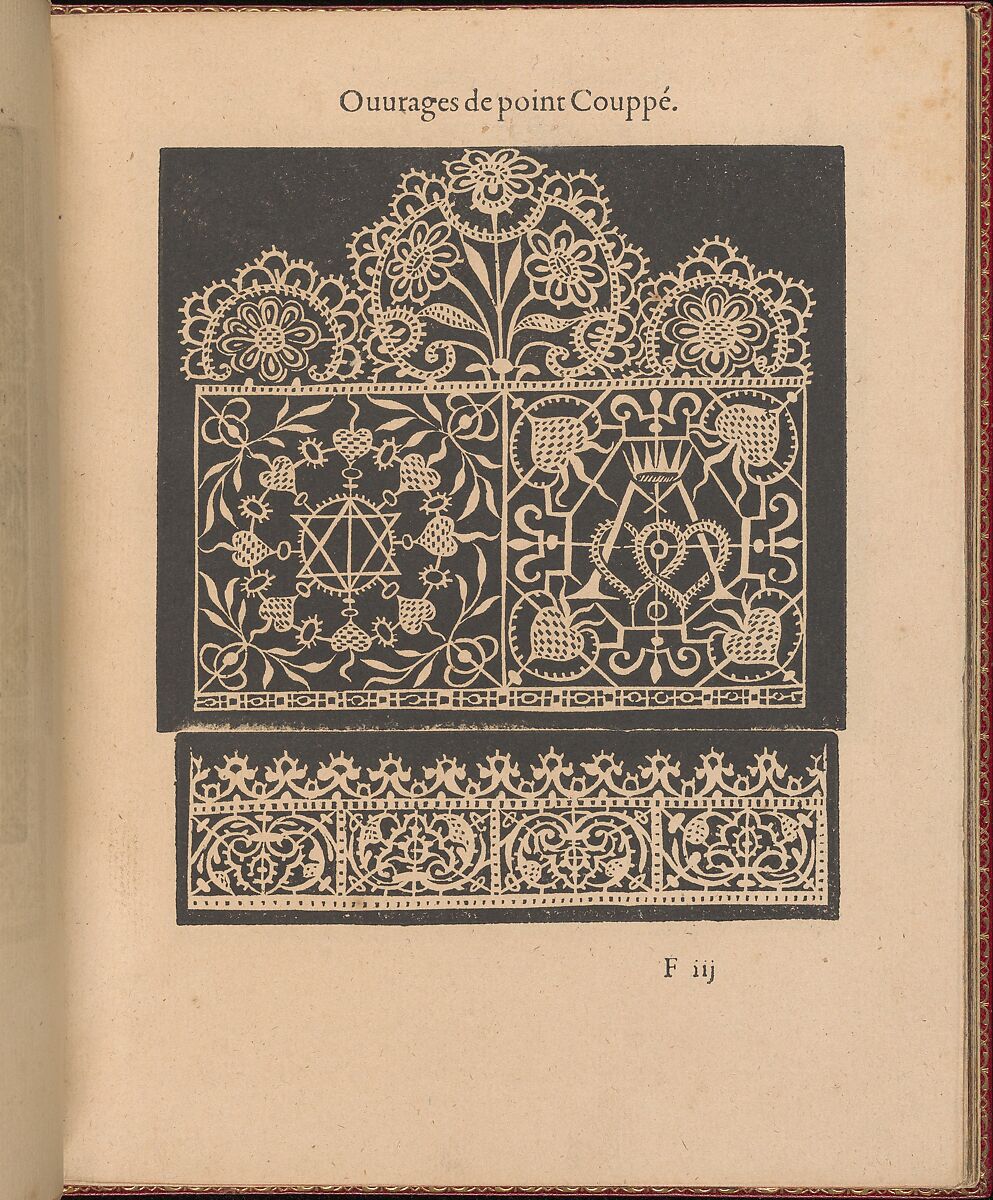 Les Singuliers et Nouveaux Portraicts... page 23 (recto), Federico de Vinciolo (Italian, active Paris, ca. 1587–99), Woodcut 