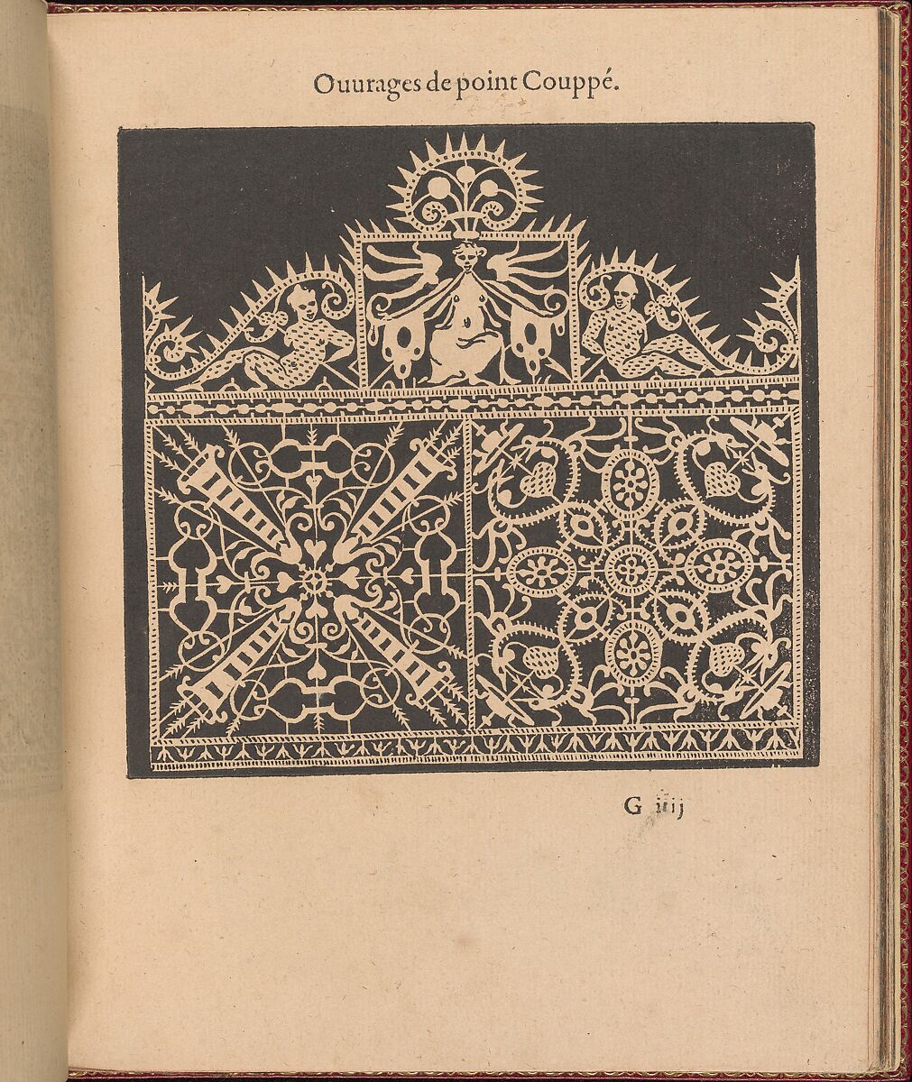 Les Singuliers et Nouveaux Portraicts... page 28 (recto), Federico de Vinciolo (Italian, active Paris, ca. 1587–99), Woodcut 