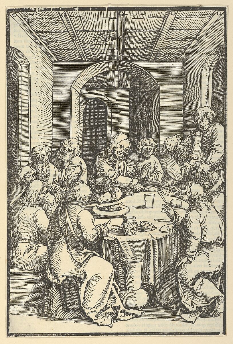 The Last Supper, from Speculum passionis domini nostri Ihesu Christi, Hans Schäufelein (German, Nuremberg ca. 1480–ca. 1540 Nördlingen), Woodcut 