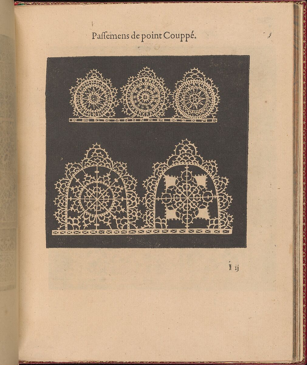 Les Singuliers et Nouveaux Portraicts... page 34 (recto), Federico de Vinciolo (Italian, active Paris, ca. 1587–99), Woodcut 