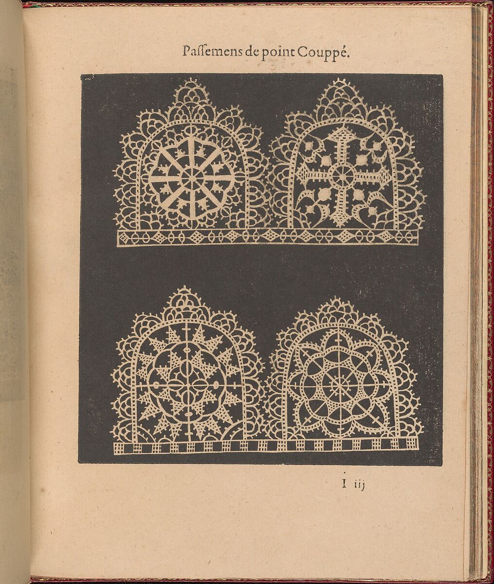 Les Singuliers et Nouveaux Portraicts... page 35 (recto), Federico de Vinciolo (Italian, active Paris, ca. 1587–99), Woodcut 