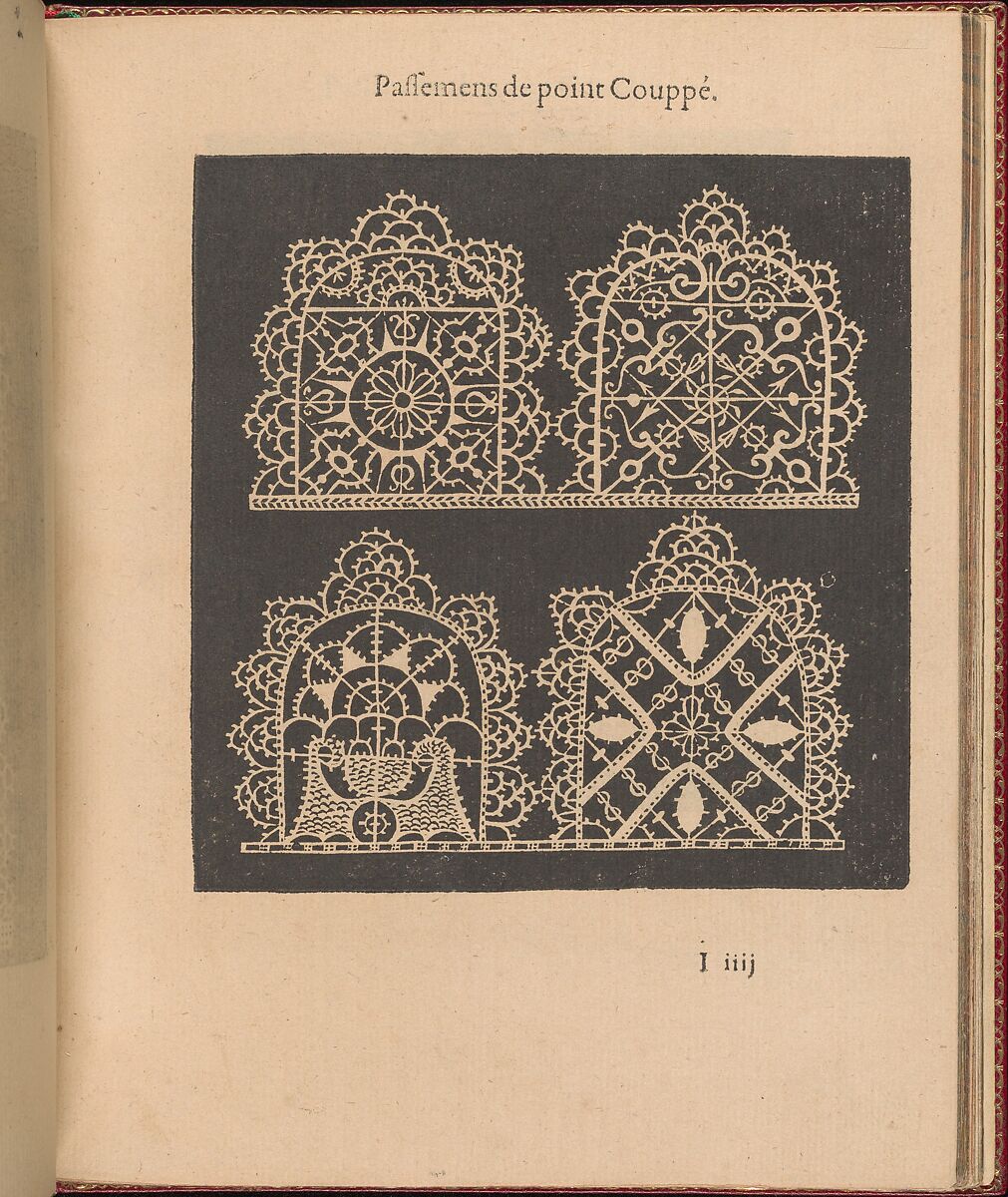 Les Singuliers et Nouveaux Portraicts... page 36 (recto), Federico de Vinciolo (Italian, active Paris, ca. 1587–99), Woodcut 