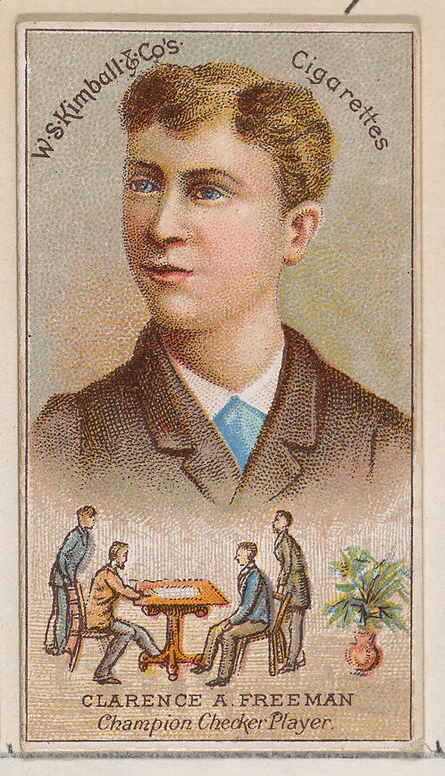 Clarence A. Freeman, Champion Checker Player, from the Champions of Games and Sports series (N184, Type 1) issued by W.S. Kimball & Co., Issued by W.S. Kimball &amp; Co., Commercial color lithograph 