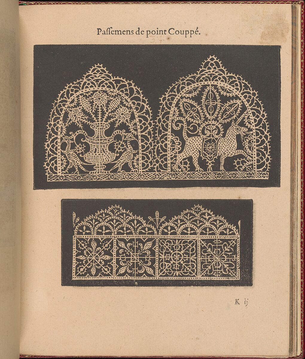 Les Singuliers et Nouveaux Portraicts... page 38 (recto), Federico de Vinciolo (Italian, active Paris, ca. 1587–99), Woodcut 