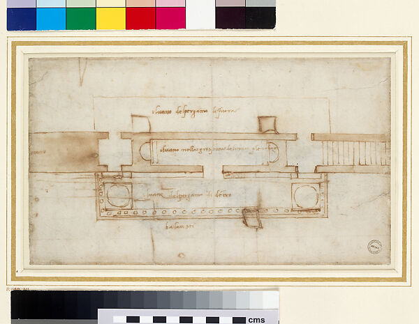 Design for the Cyborium of San Lorenzo (recto); the Risen Christ (verso), Michelangelo Buonarroti (Italian, Caprese 1475–1564 Rome), Pen and brown ink, brush and brown wash, over traces of black chalk (recto); black chalk, some ruled lines in black chalk, pen and brown ink (verso)