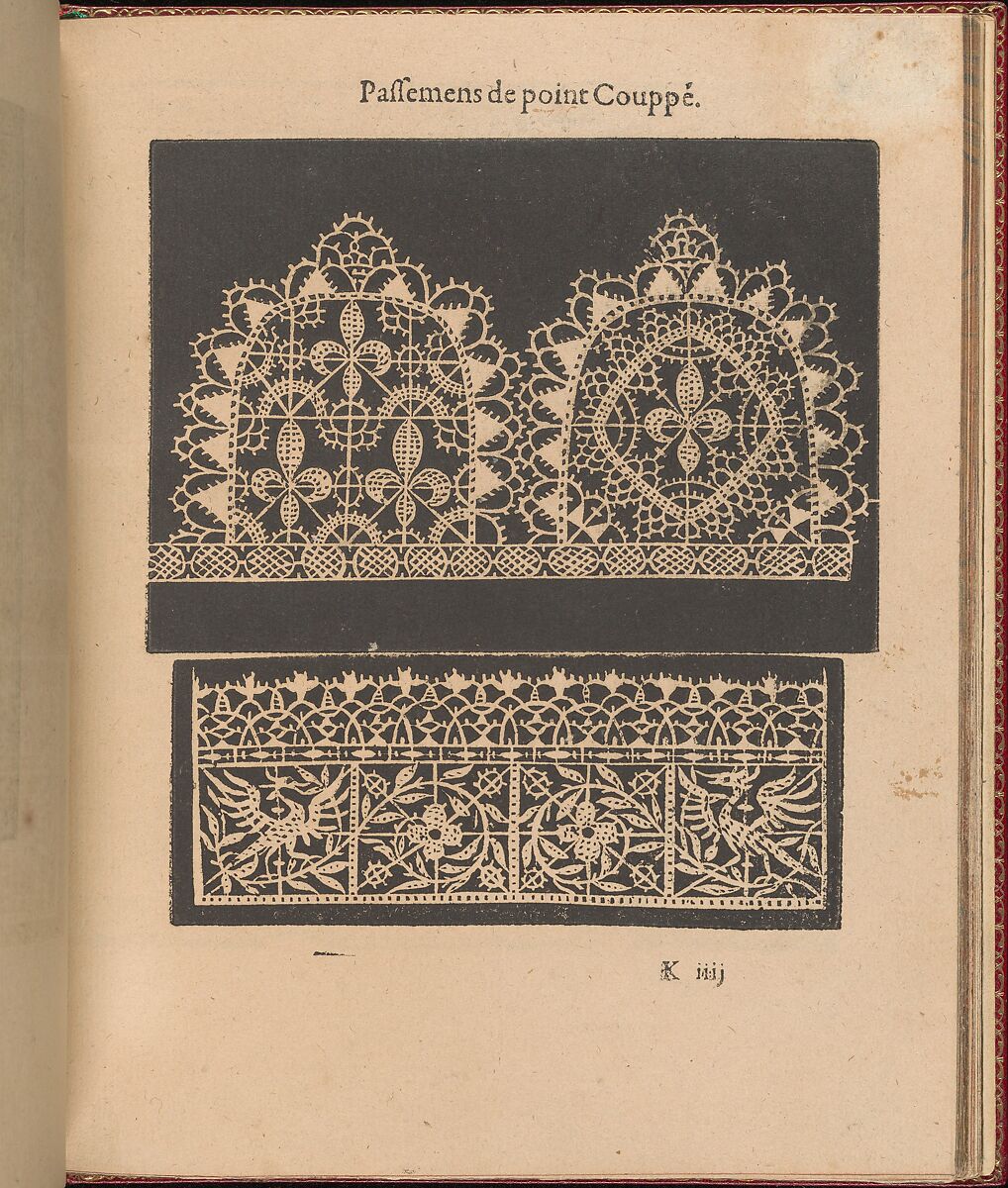 Les Singuliers et Nouveaux Portraicts... page 40 (recto), Federico de Vinciolo (Italian, active Paris, ca. 1587–99), Woodcut 