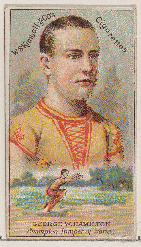 George W. Hamilton, Champion Jumper of the World, from the Champions of Games and Sports series (N184, Type 1) issued by W.S. Kimball & Co., Issued by W.S. Kimball &amp; Co., Commercial color lithograph 