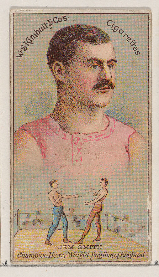 Jem Smith, Heavy Weight Pugilist of England, from the Champions of Games and Sports series (N184, Type 1) issued by W.S. Kimball & Co., Issued by W.S. Kimball &amp; Co., Commercial color lithograph 
