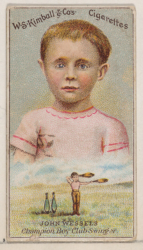 John Wessels, Champion Boy Club Swinger, from the Champions of Games and Sports series (N184, Type 1) issued by W.S. Kimball & Co., Issued by W.S. Kimball &amp; Co., Commercial color lithograph 