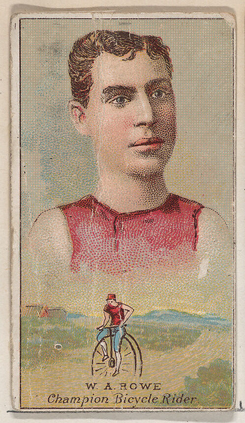 W.A. Rowe, Champion Bicycle Rider, from the Champions of Games and Sports series (N184, Type 2) issued by W.S. Kimball & Co., Issued by W.S. Kimball &amp; Co., Commercial color lithograph 