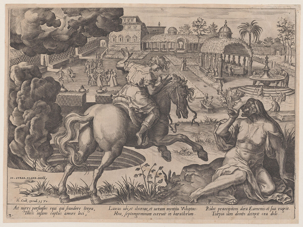The Enticement of Luxury, from The Course of Human Life, Pieter Jalhea Furnius (Flemish, 1545–1610), Engraving 