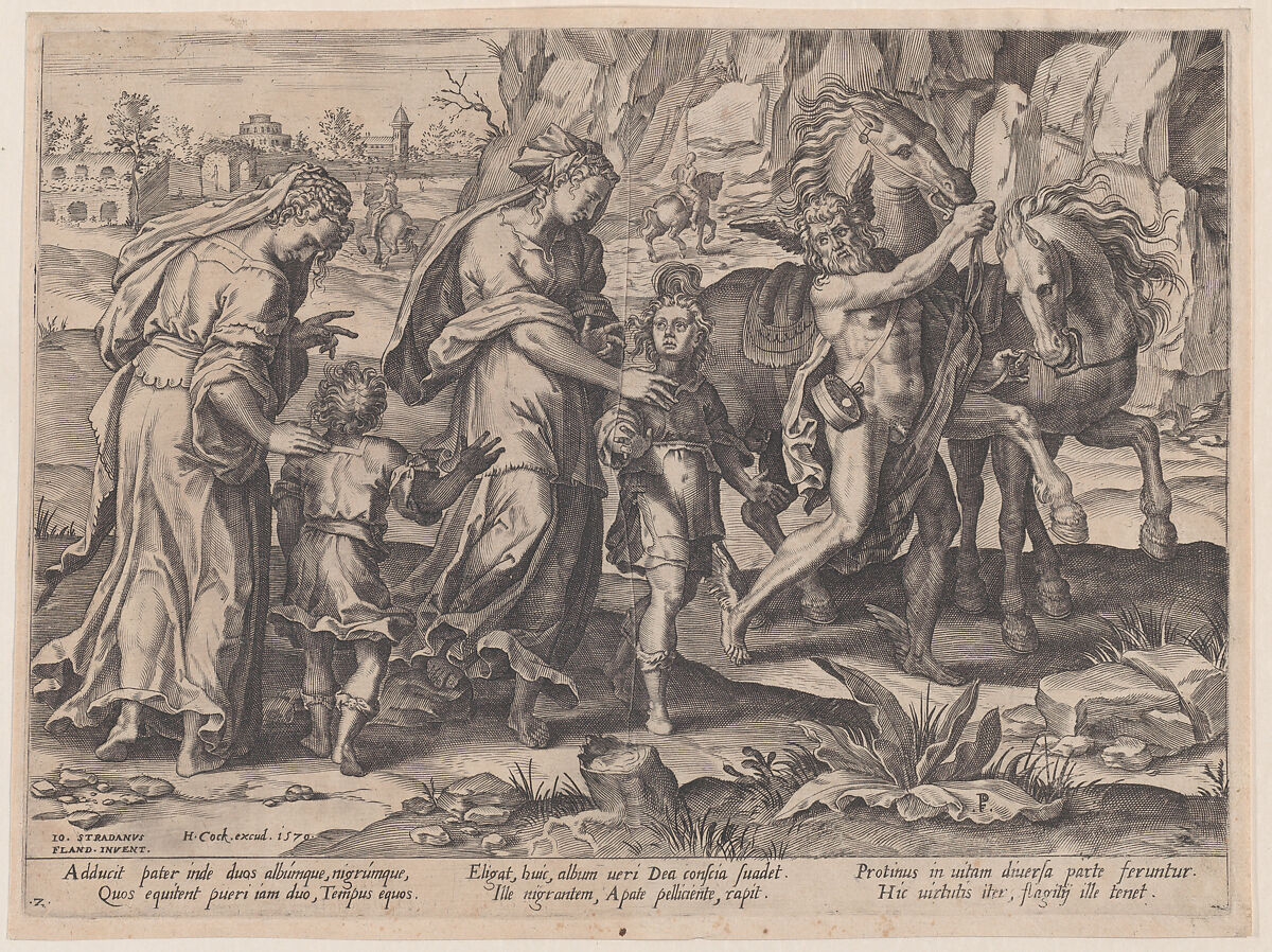 Youth, from "The Course of Human Life", Pieter Jalhea Furnius (Flemish, 1545–1610), Engraving 