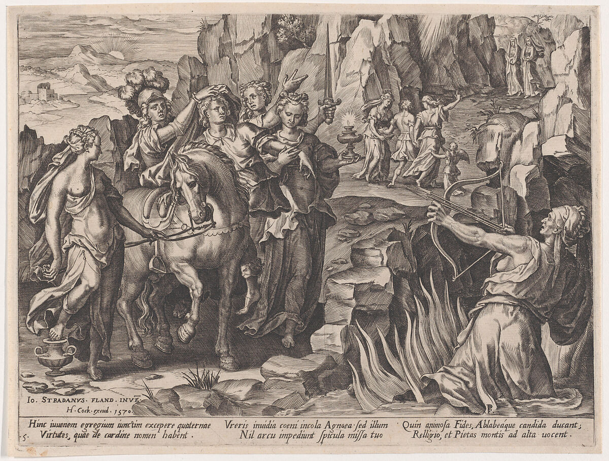 Choosing Virtue, from The Course of Human Life, Pieter Jalhea Furnius (Flemish, 1545–1610), Engraving 
