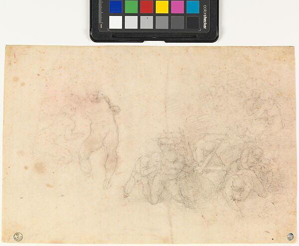 Study for central section in the Last Judgment, Michelangelo Buonarroti (Italian, Caprese 1475–1564 Rome), Black chalk