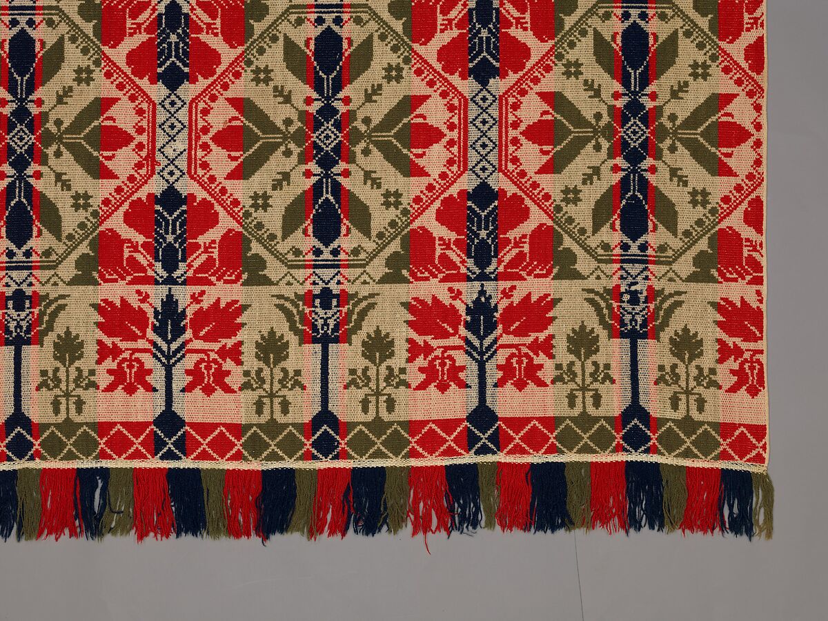 Coverlet, Leonard Metz (1810–ca. 1885), Wool and cotton, American