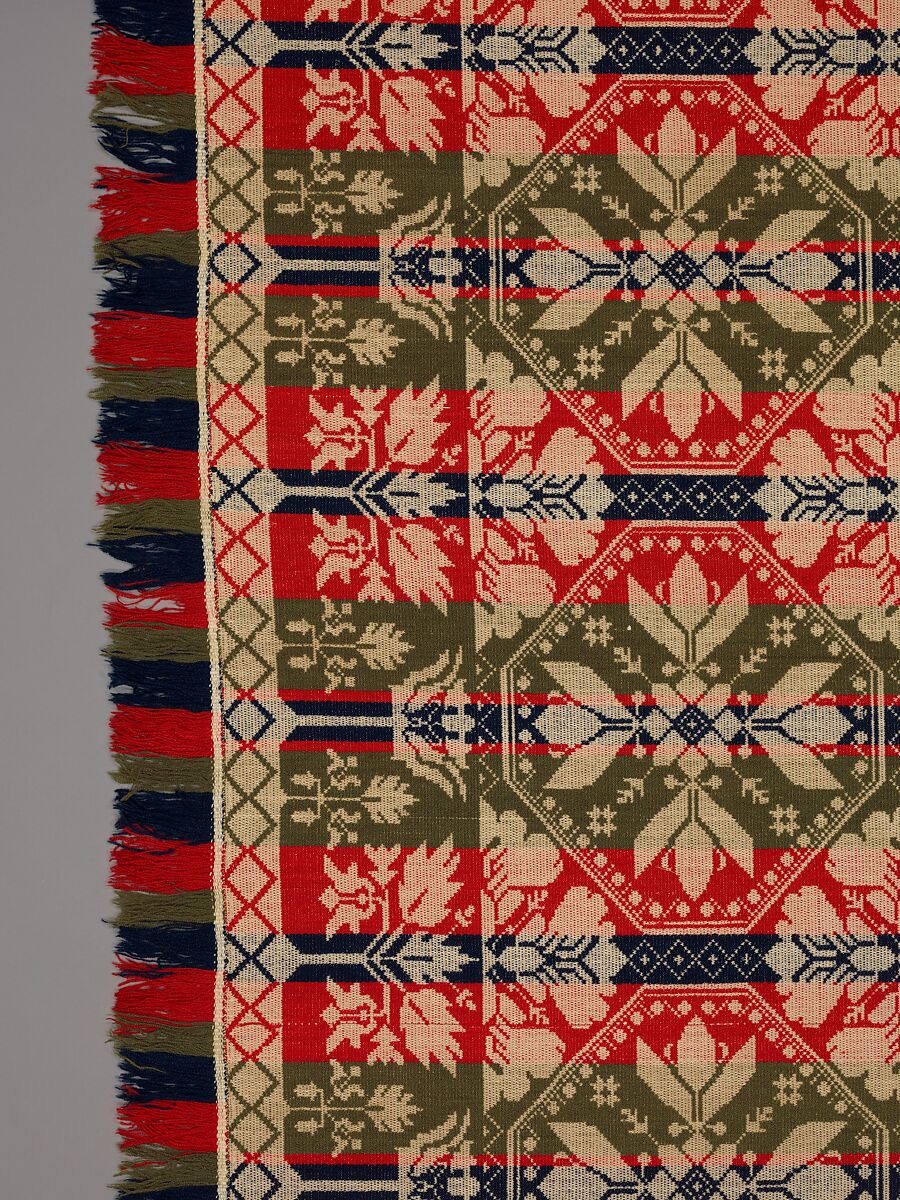 Coverlet, Leonard Metz (1810–ca. 1885), Wool and cotton, American