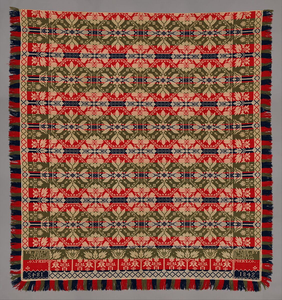 Coverlet, Leonard Metz (1810–ca. 1885), Wool and cotton, American 