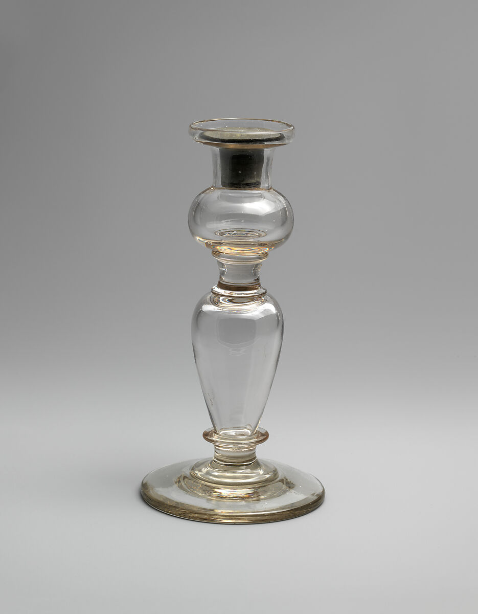 Candlestick, Glass, blown, American 