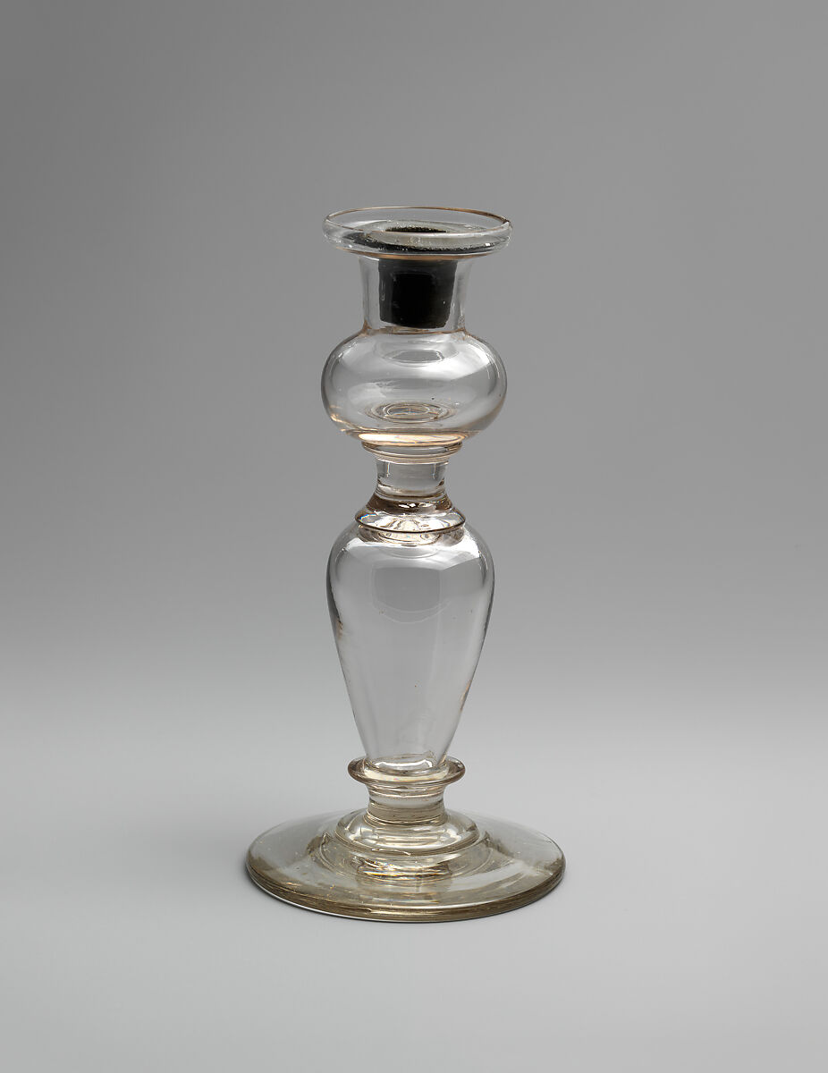 Candlestick, Glass, blown, American 