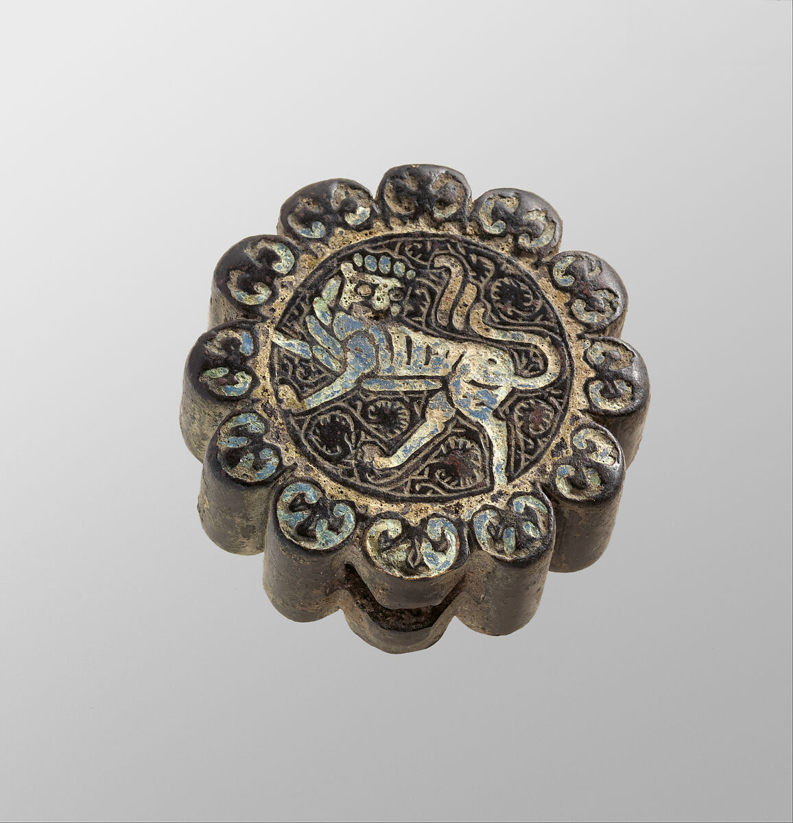 Sword Pommel, Copper alloy, enamel, probably French