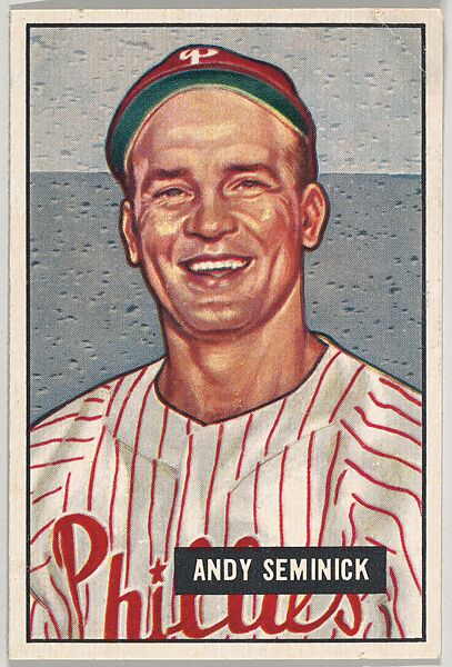 Andy Seminick, Catcher, Philadelphia Phillies, from Picture Cards, series 5 (R406-5) issued by Bowman Gum, Issued by Bowman Gum Company, Commercial color lithograph 