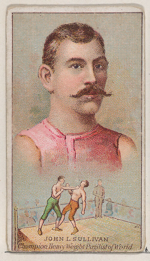 John L. Sullivan, Champion Heavy Weight Pugilist of the World, from the Champions of Games and Sports series (N184, Type 2) issued by W.S. Kimball & Co., Issued by W.S. Kimball &amp; Co., Commercial color lithograph 