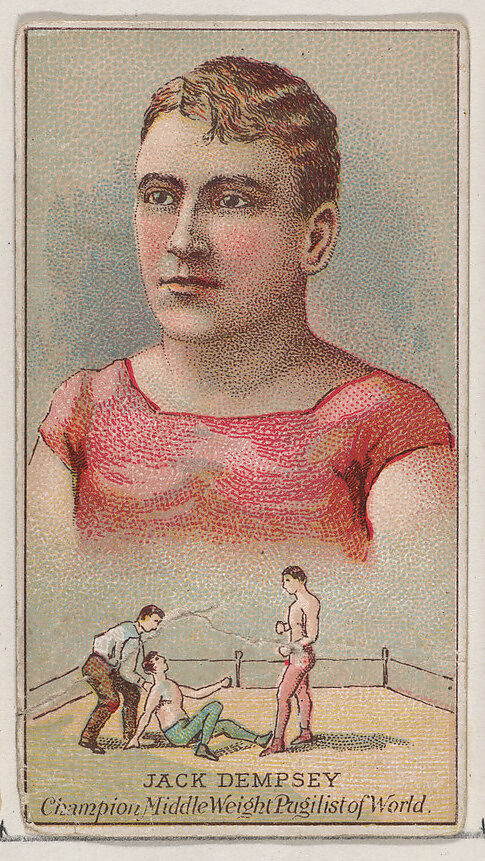Jack Dempsey, Champion Middle Weight Pugilist, from the Champions of Games and Sports series (N184, Type 2) issued by W.S. Kimball & Co., Issued by W.S. Kimball &amp; Co., Commercial color lithograph 