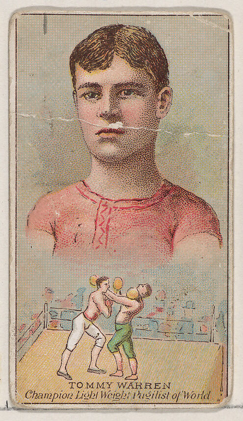 Tommy Warren, Champion Light Weight Pugilist of the World, from the Champions of Games and Sports series (N184, Type 2) issued by W.S. Kimball & Co., Issued by W.S. Kimball &amp; Co., Commercial color lithograph 
