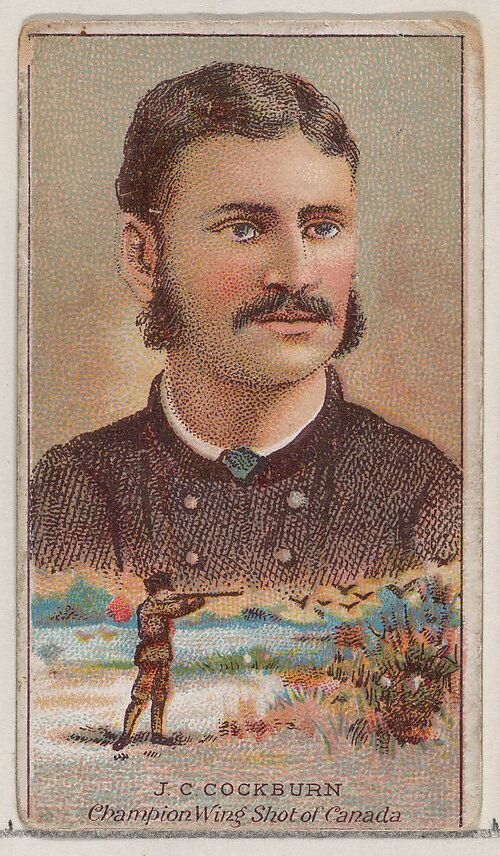 J.C. Cockburn, Champion Wing Shot of Canada, from the Champions of Games and Sports series (N184, Type 2) issued by W.S. Kimball & Co., Issued by W.S. Kimball &amp; Co., Commercial color lithograph 