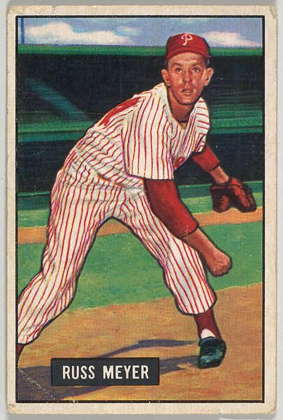 Russ Meyer, Pitcher, Philadelphia Phillies, from Picture Cards, series 5 (R406-5) issued by Bowman Gum, Issued by Bowman Gum Company, Commercial color lithograph 