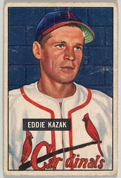 Eddie Kazak, 3rd Base, St. Louis Cardinals, from Picture Cards, series 5 (R406-5) issued by Bowman Gum, Issued by Bowman Gum Company, Commercial color lithograph 