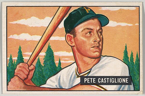 Pete Castiglione, Infield, Pittsburgh Pirates, from Picture Cards, series 5 (R406-5) issued by Bowman Gum, Issued by Bowman Gum Company, Commercial color lithograph 